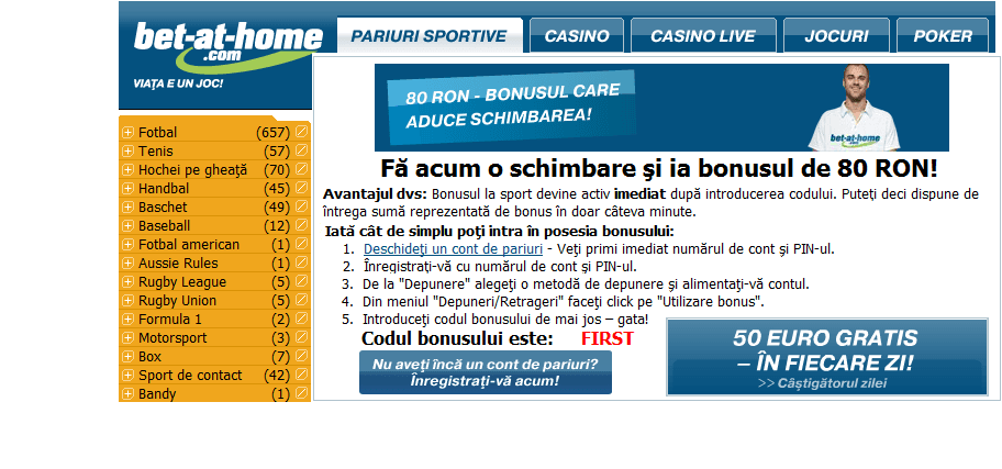 Bet-at-home este o alta cunoscuta casa de pariuri online ce pune la dispozitia clientilor sai atat cote foarte bune